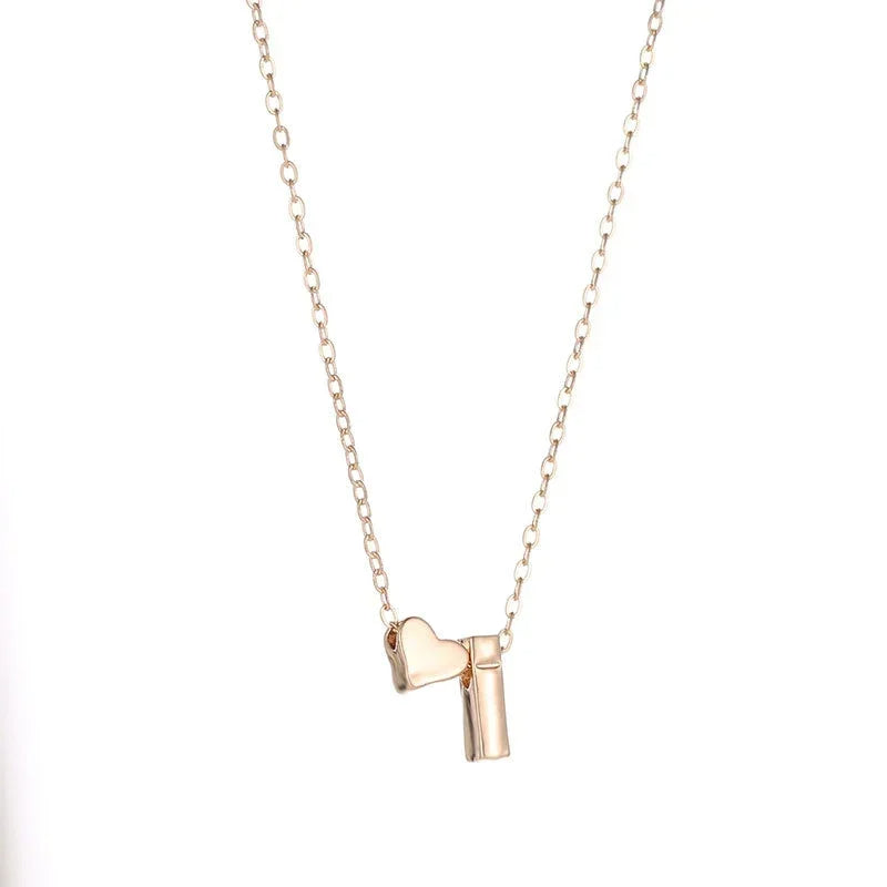 Tiny Heart Dainty Initial Necklace