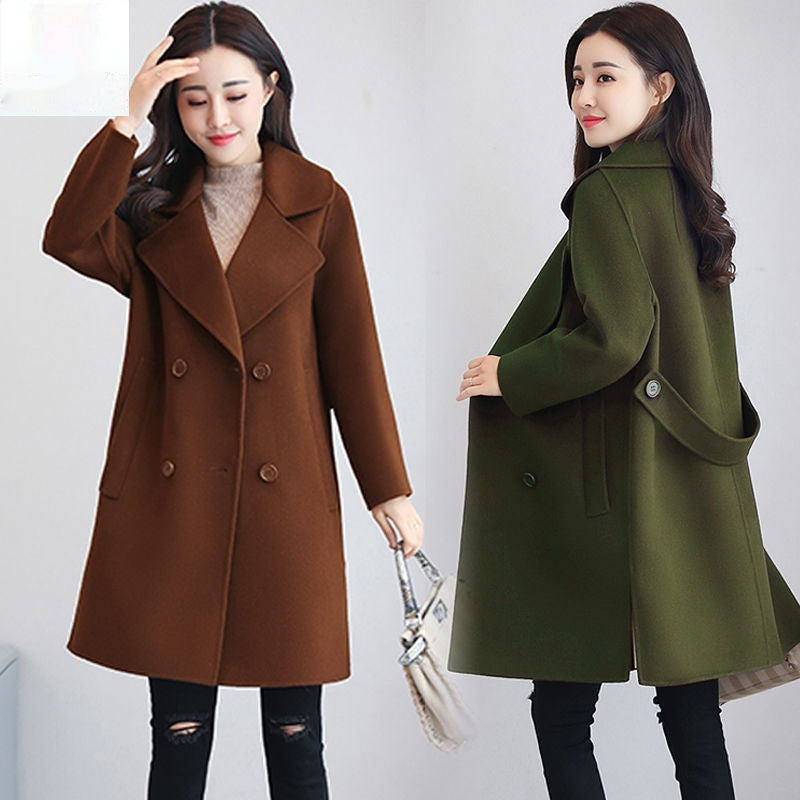 Cotton And Thickening Wool Overcoat Slimming Small Woolen Coat