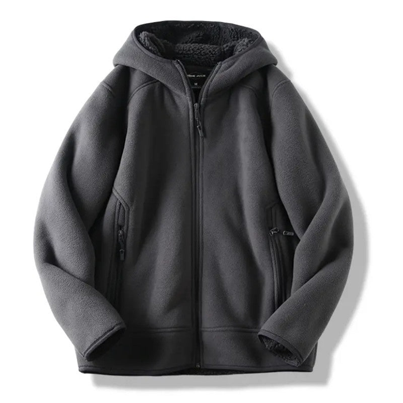 Autumn And Winter Fleece Sweater Thick Warm Hooded Polar Fleece Simple Men's And Women's Same Style All-matching Coat