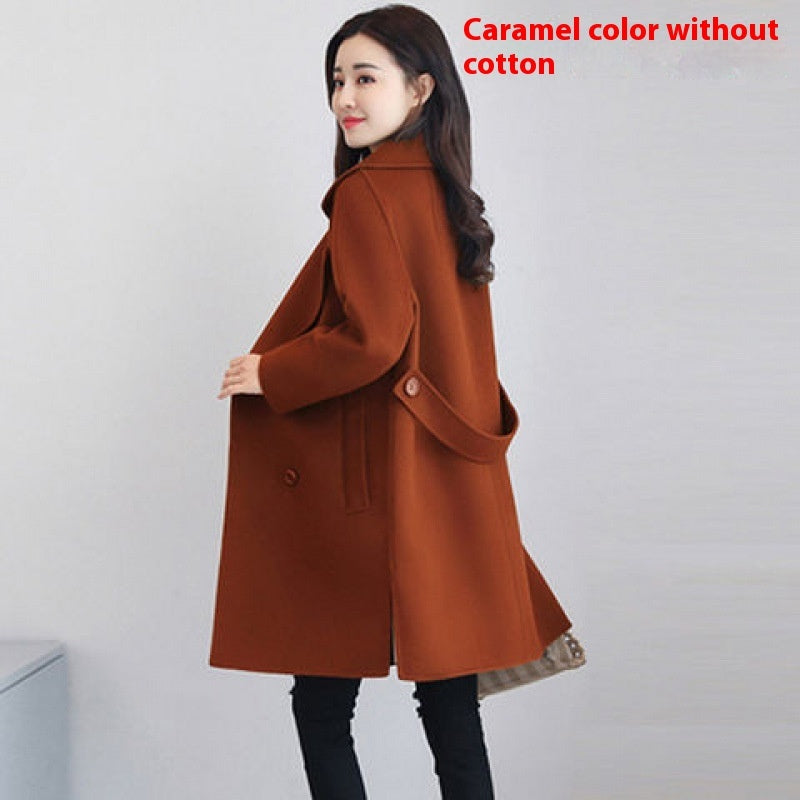 Cotton And Thickening Wool Overcoat Slimming Small Woolen Coat