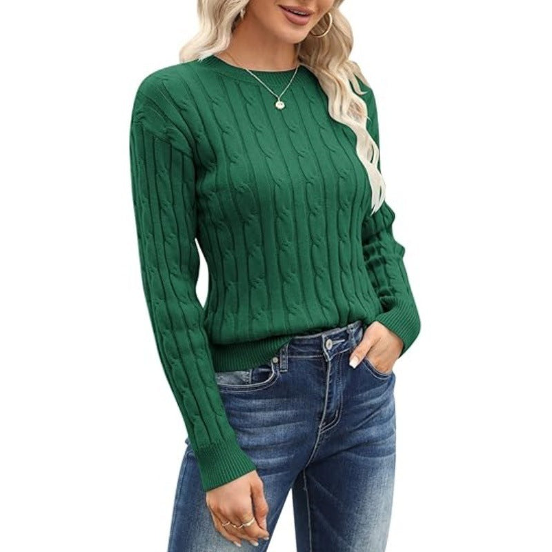 Pullover Base Long-sleeved Sweater Solid Color Round Neck Women's Sweater