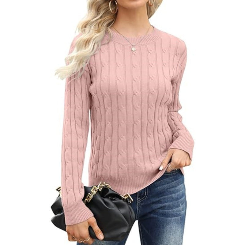 Pullover Base Long-sleeved Sweater Solid Color Round Neck Women's Sweater